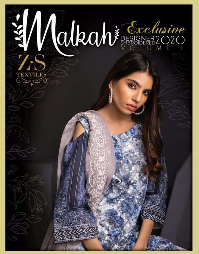 Malkah Designer Embroidered Lawn Collection by ZS Textiles